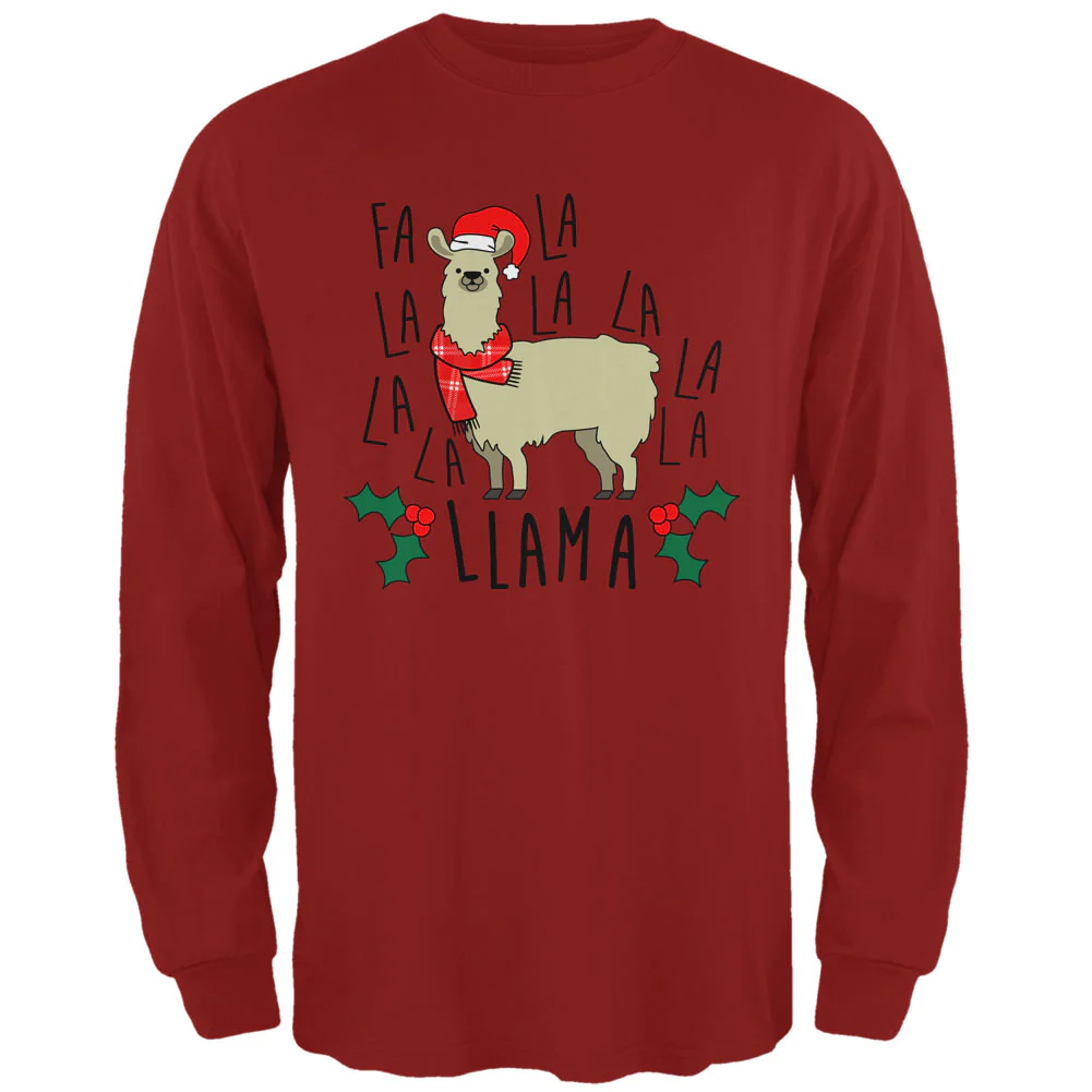 Christmas Fa La Llama Mens Long Sleeve T Shirt - Image 5
