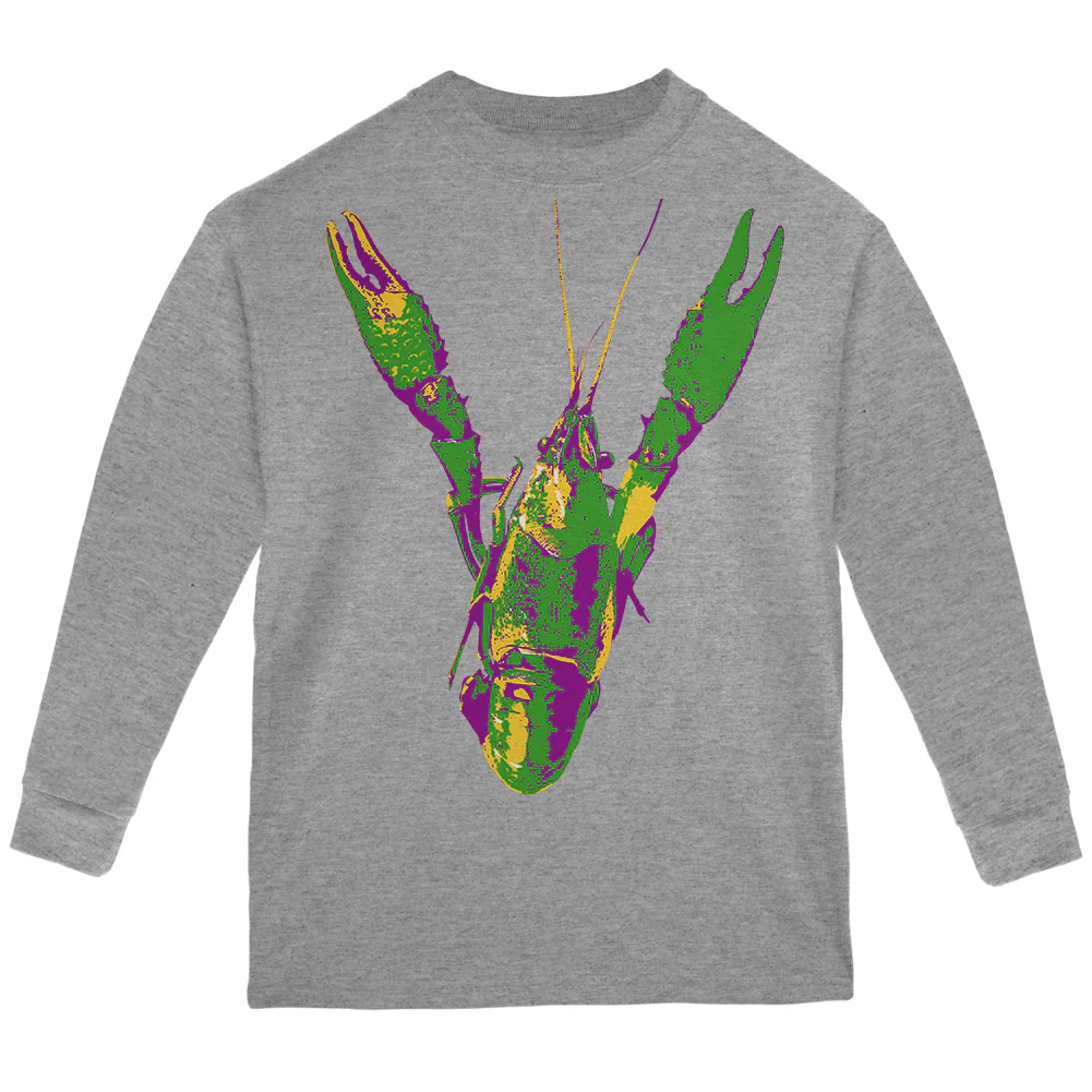 Mardi Gras Crawfish Youth Long Sleeve T Shirt - Image 5